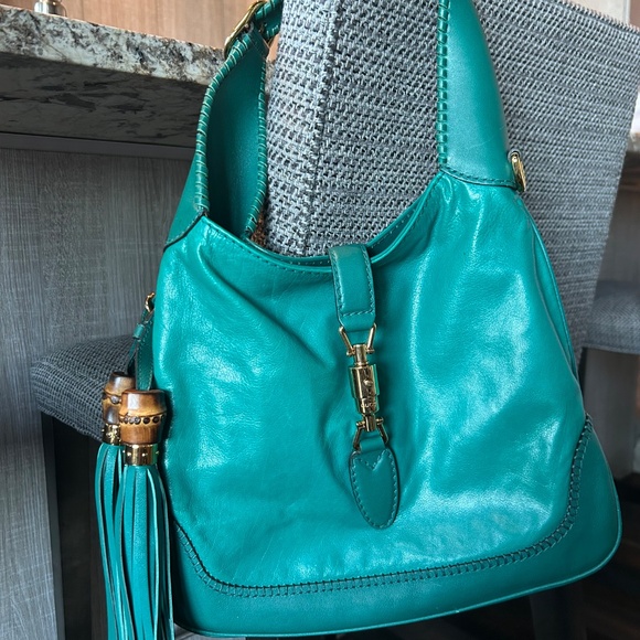 Gucci Turquoise Green Jackie O Tassel Hobo Bag - Picture 2 of 14